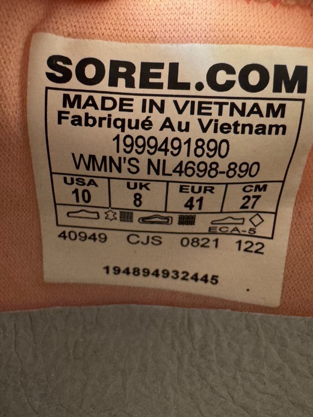 Sorel Kinetic Impact II Strap NL4698-890 Women's Size 10 Shoes Pink Gray Sneaker - Picture 7 of 7